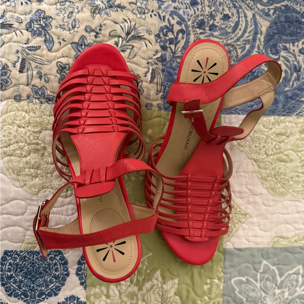 Coral strappy wedge Isaac Mizrahi shoes